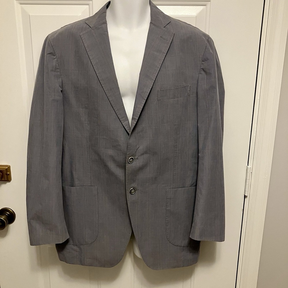 Acquaviva Blazer Men's 46R Gray Cotton 2 Button‎ Double Vent Made In Italy